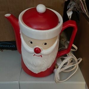 Vintage 60s 1960s Christmas Santa Claus Ceramic electric Teapot tea pot kettle